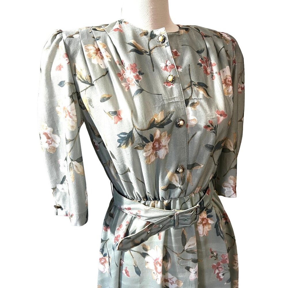 Vintage Cottage Core Floral Seventies Midi Dress Sz 12 Petite by California Look - Picture 6 of 13